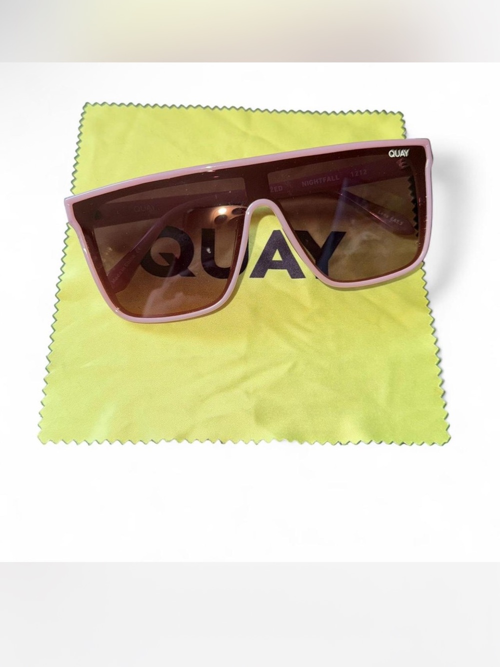 Quay Australia Pink Shield Sunglasses with Brown Lenses